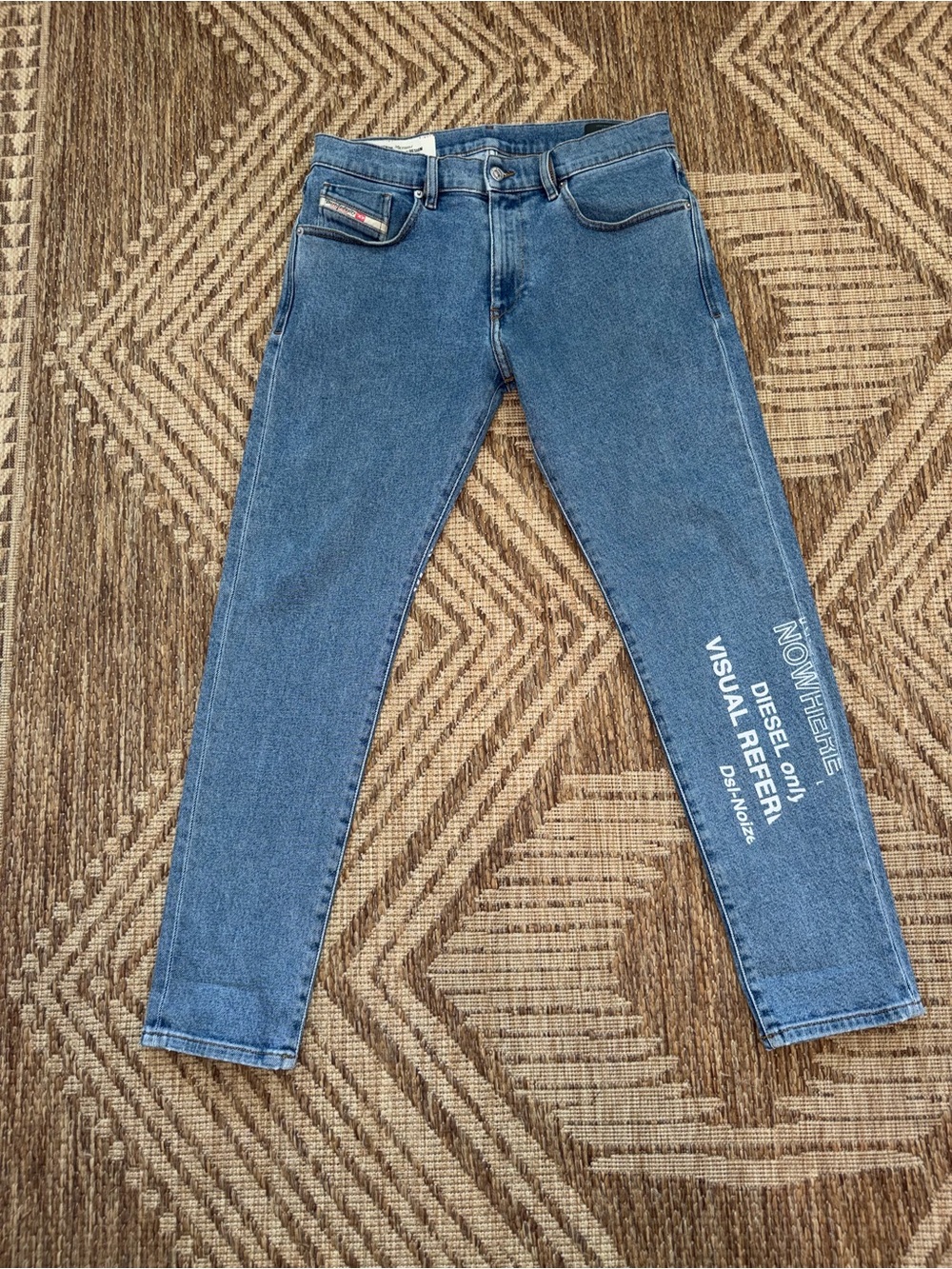 DIESEL D-Strukt Slim Jeans W31 L30 Blue Graphic Denim